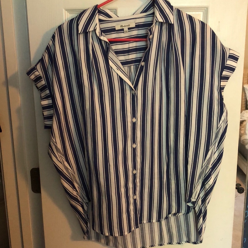 madewell blue and white striped button down